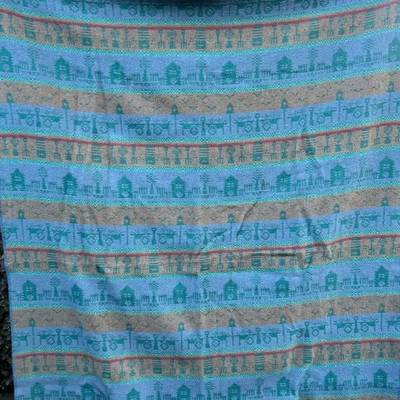 Woolrich Vintage Blue Rustic Striped Cabin Camp Throw Blanket - Picture 6 of 7